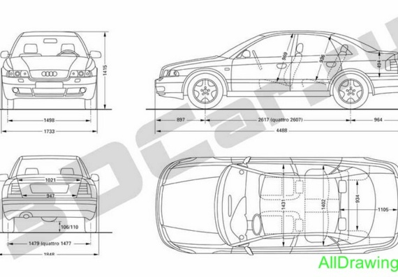 Audi A4 (1999) (Ауди А4 (1999)) - чертежи (рисунки) автомобиля